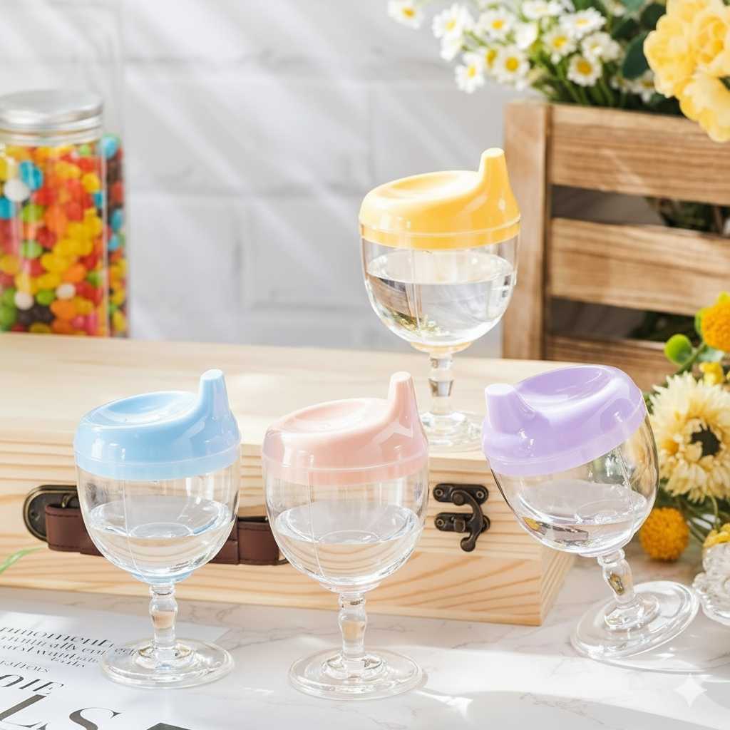 Baby Sippy Cup Plastic Stemware for Toddlers & Kids
